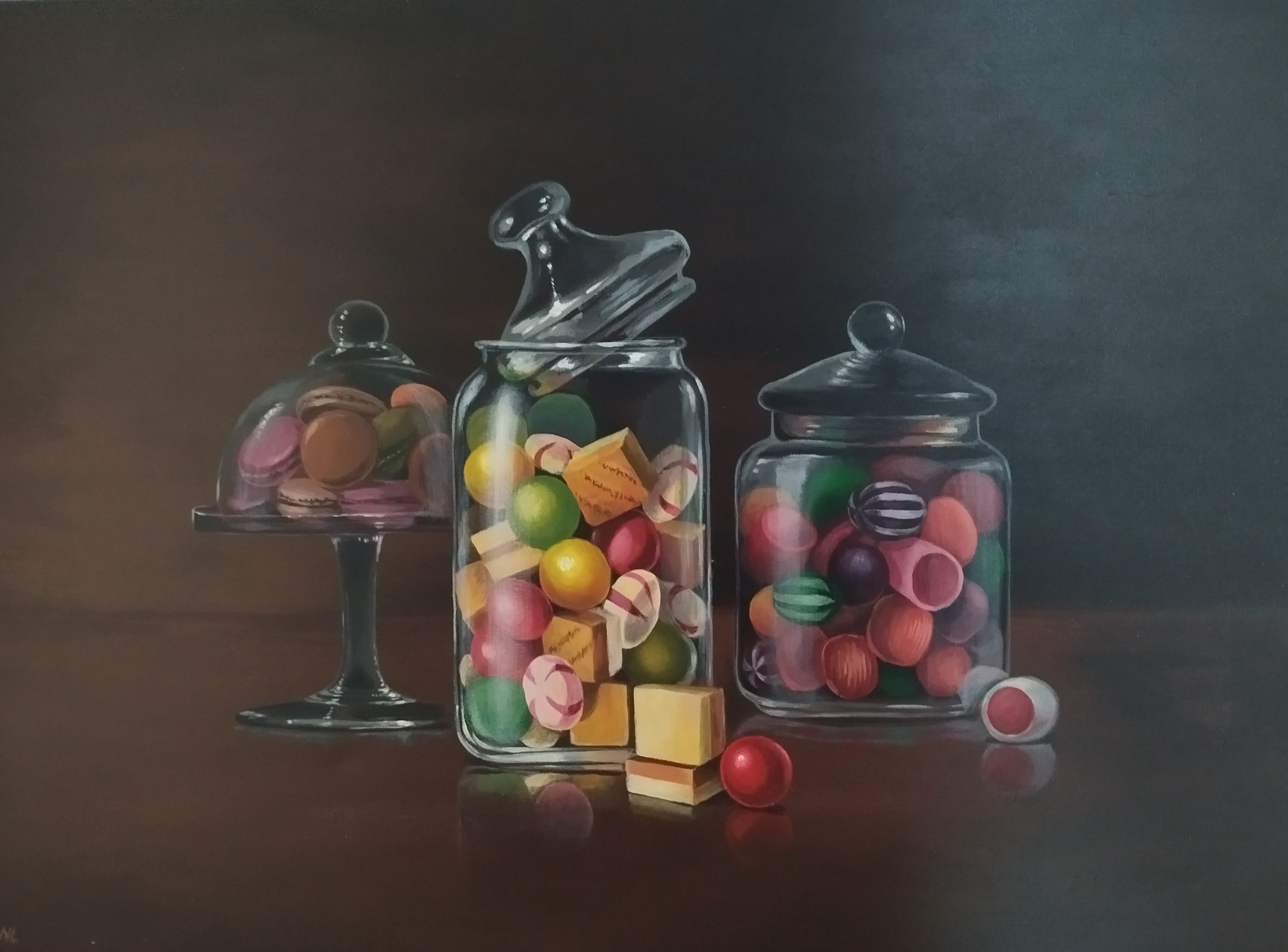 Dulces Recuerdos, pintura original acrílico sobre lienzo de 70 x 50 cm, creada en Valencia, Spain.