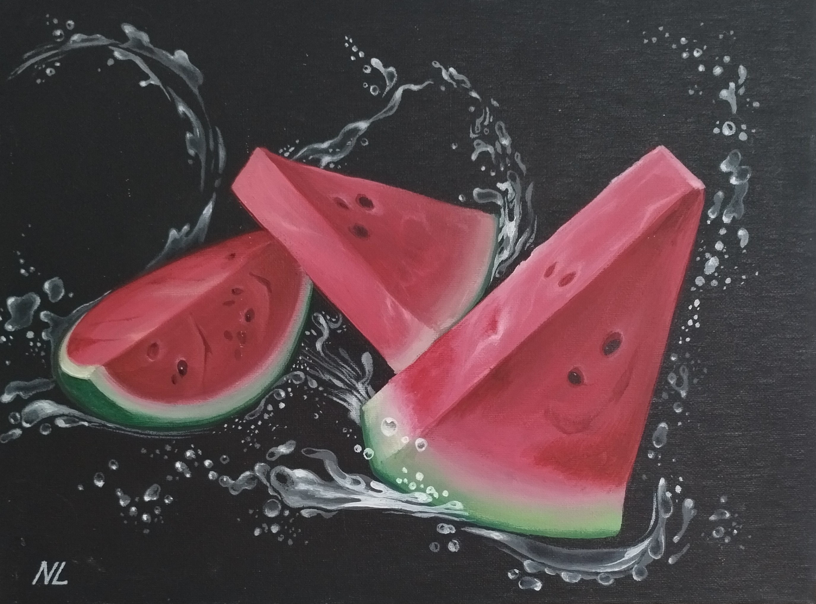 Frescura de Verano, pintura original acrílico sobre lienzo de 30 x 40 cm, creada en Valencia, Spain.